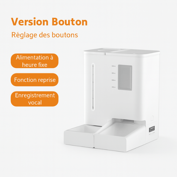 Distributeur de croquettes chat automatique 2en1 complet eau et croquette bouton programmable - FullFeeder™
