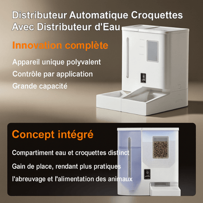 Distributeur de croquettes chat automatique 2en1 eau et croquette polyvalent grande capacité - FullFeeder™