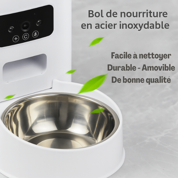 Distributeur de croquettes pour chat bol inox de qualité amovible hygiène parfaite - AutoPilot Pro™