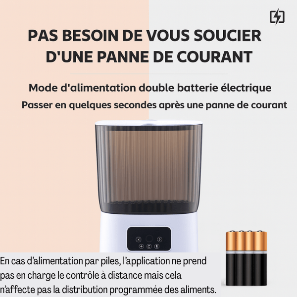 Distributeur de croquettes pour chat double batterie autonomie alimentation - AutoPilot Pro™