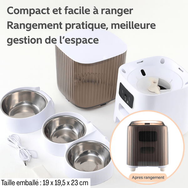 Distributeur de croquettes pour chat double démontable rangement pratique - AutoPilot Pro™