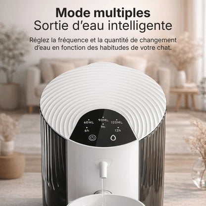 Distributeur eau chat intelligent permettant réglage fréquence et quantité d’eau