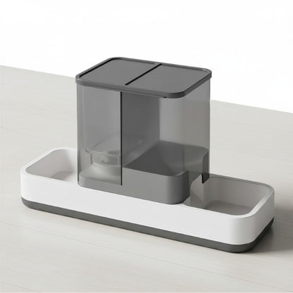 Distributeur eau et croquettes pour chat coloris gris design moderne pour alimentation quotidienne