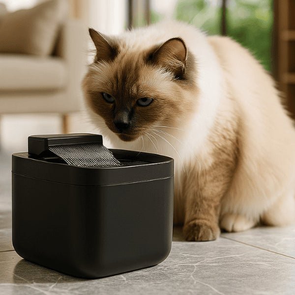 Chat hydraté par les multi-jets stimulants de la fontaine à eau pour chat