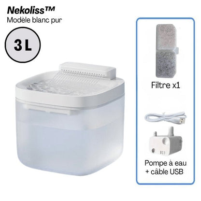 Fontaine à eau pour chat multi-jets stimulants blanche 3 L filtre et pompe USB inclus