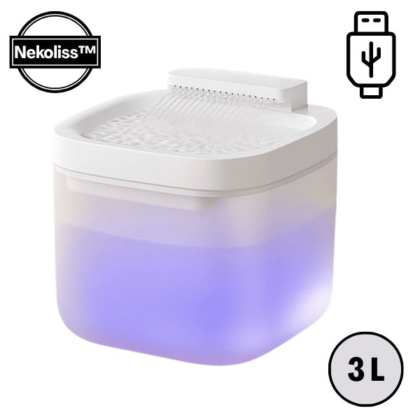 Fontaine à eau pour chat multi-jets stimulants 3 L à prise USB - Nekoliss™