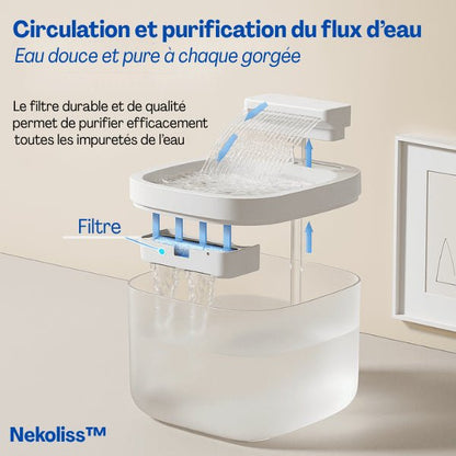 Purification et circulation d'eau de qualité grâce au filtre de la fontaine à eau pour chat