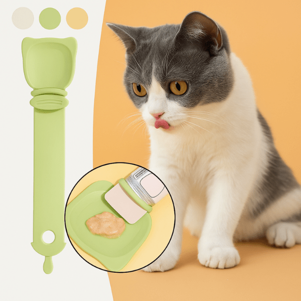 Distributeur nourriture chat MeowSpoon™ vert avec chaton