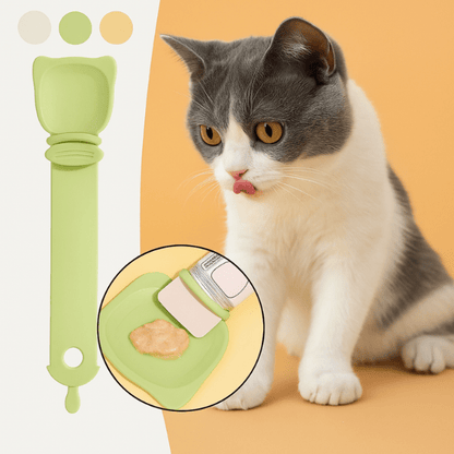 Distributeur nourriture chat MeowSpoon™ vert avec chaton