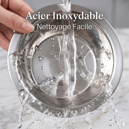 Double gamelle chat en acier inoxydable facile à rincer après chaque repas