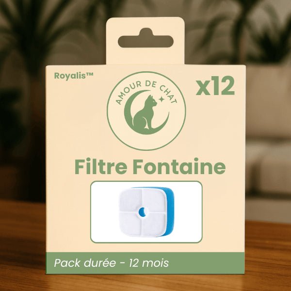 Filtre fontaine à chat pack longue durée par 12 pour une année d'eau pure et saine - Royalis™