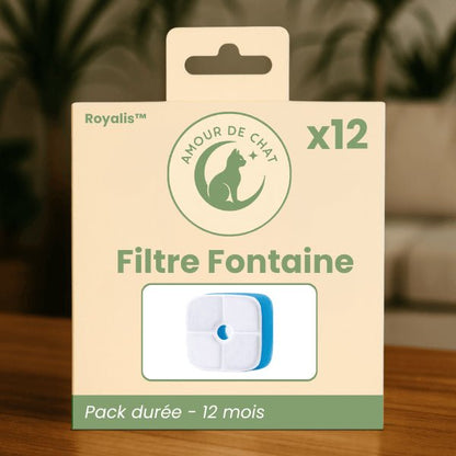 Filtre fontaine à chat pack longue durée par 12 pour une année d'eau pure et saine - Royalis™