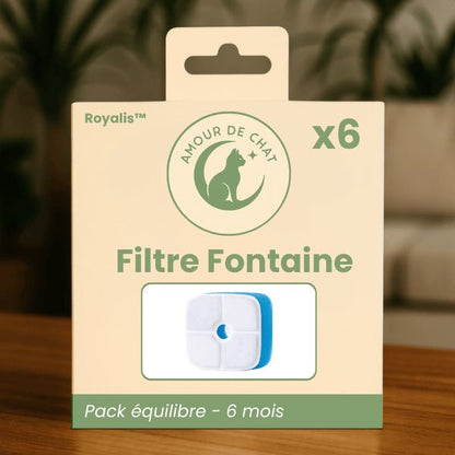 Filtre fontaine à chat pack équilibre par 6 pour 6 mois d'eau propre et saine - Royalis™