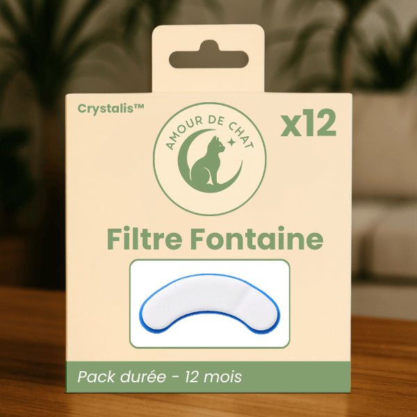 Filtre fontaine à chat en pack durée par 12 pour 12 mois d'utilisation d'eau pure - Crystalis™