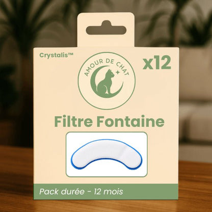 Filtre fontaine à chat en pack durée par 12 pour 12 mois d'utilisation d'eau pure - Crystalis™