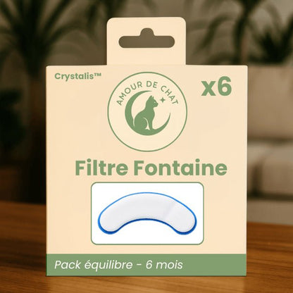 Filtre fontaine à chat pack équilibre par 6 pour 6 mois d'eau fraîche - Crystalis™