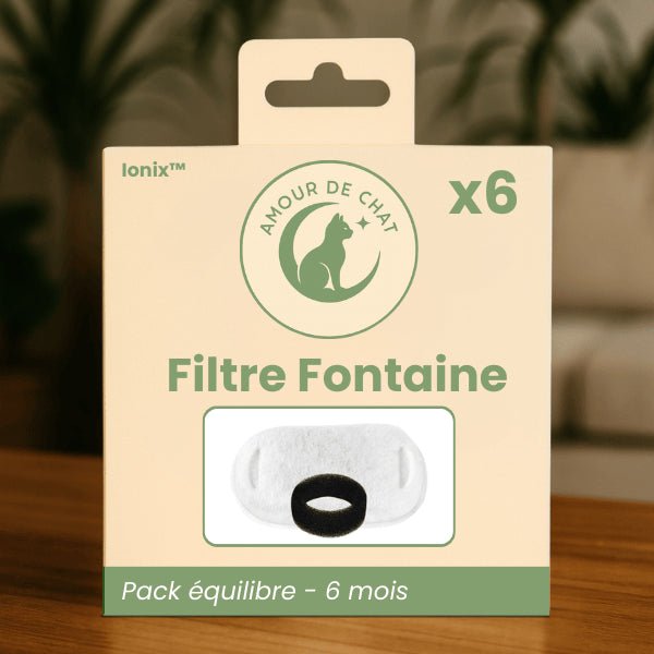 Pack filtres équilibre par 6 pour fontaine à eau chat en inox à robinet continu - Ionix™