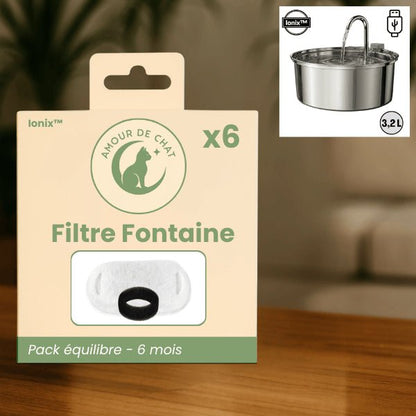 Filtre fontaine chat double haute performance eau pure meilleure hydratation pour fontaine inox Ionix™