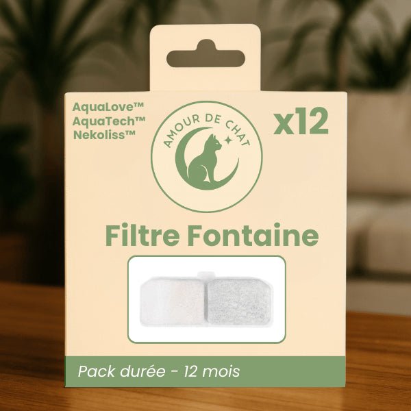Pack filtres par 12 pour 12 mois d'eau pure de la fontaine à eau pour chat multi-jets stimulants