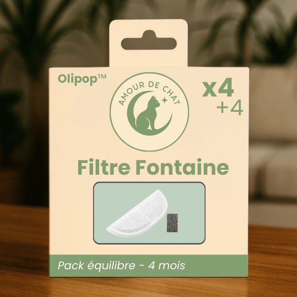 Recharge filtre fontaine à eau chat Olipop™ pack x4 +4 pour remplacement régulier et maintien d’une eau filtrée