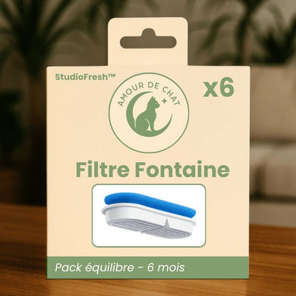 Filtres fontaine chat durée 6 mois pack-équilibre par 6 pour fontaine eau chat design Studiofresh™