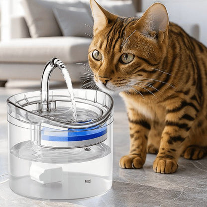 Fontaine à chat transparente à robinet pour stimuler l'envie de boire et repérer la qualité d'eau - Crystalis™