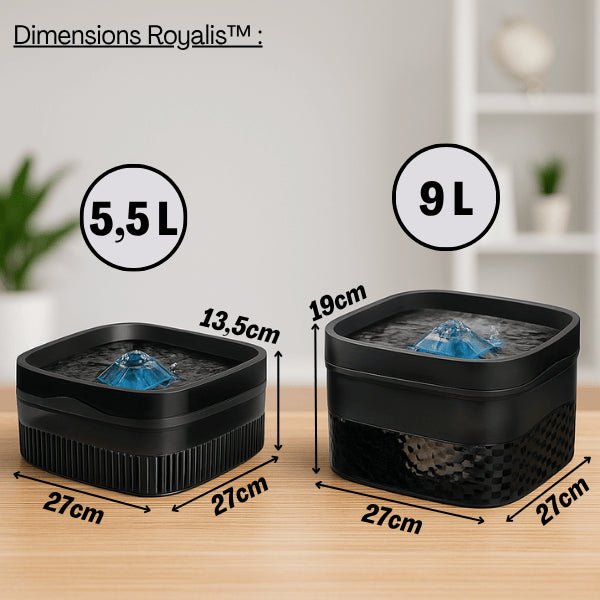 Fontaine à chat grande capacité avec dimensions 5,5 et 9 litres - Royalis™