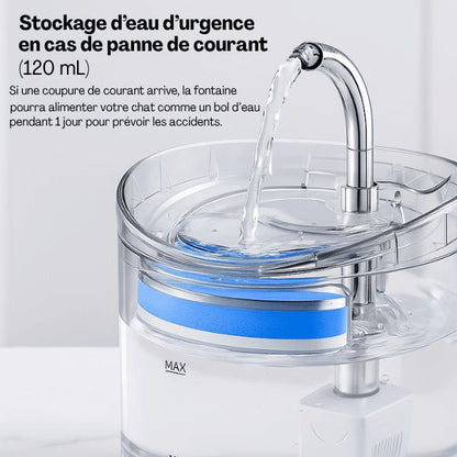 Fontaine à chat pratique en cas de panne de courant avec bol d'eau 120 ml  de secours - Crystalis™