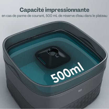 Fontaine à chat grande capacité avec bol de secours 500 ml en cas de coupure de courant - Royalis™