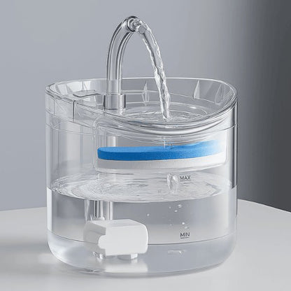 Fontaine à chat à robinet filtrant transparente pour repérer la qualité de l'eau - Crystalis™
