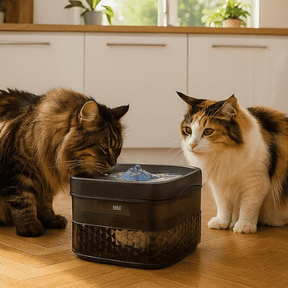 Fontaine à chat grande capacité qui encourage deux chats à boire - Royalis™
