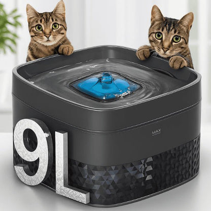 Fontaine à chat grande capacité filtrée 9 L pour plusieurs chats au design noir - Royalis™