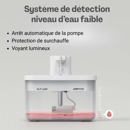 Fontaine a eau chat detecteur niveau d'eau faible voyant lumineux arrêt automatique Olyss™