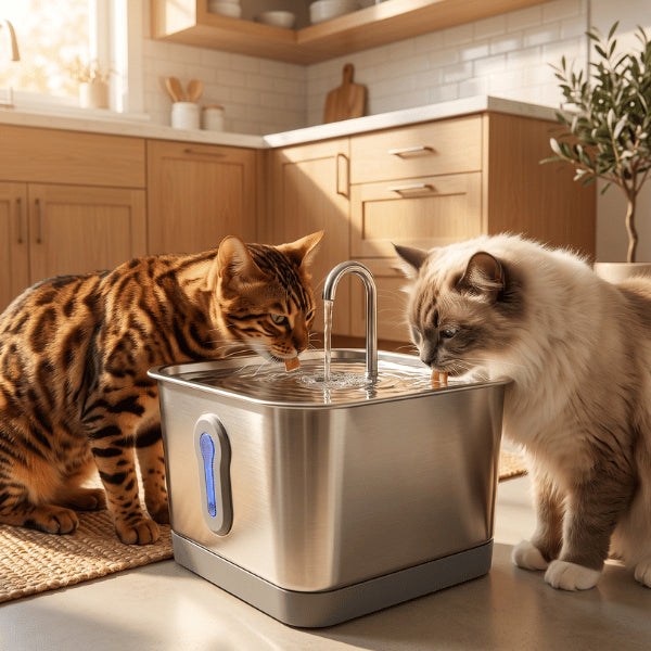 Fontaine à eau chat grande capacité idéale pour plusieurs chats avec eau filtrée continue pour sa santé