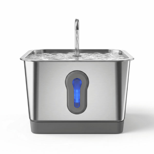 Fontaine à eau chat avec robinet sans fil et filaire avec détecteur mouvement radar 220° en inox