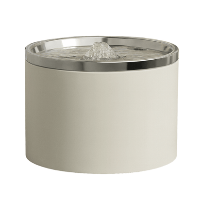 fontaine a eau pour chat ceramique ronde blanche plateau argenté CrystalPaws™