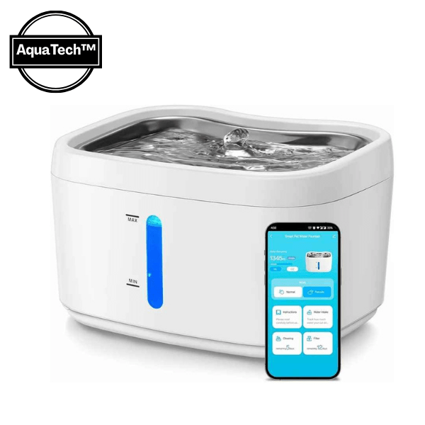 Fontaine à eau pour chat connectée avec application téléphone macaron - AquaTech™