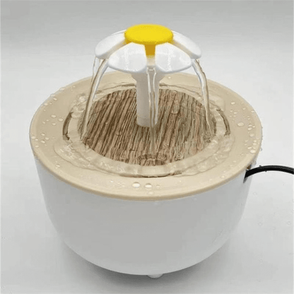 Fontaine à eau pour chat fleuron bois blanc CatDrinker™
