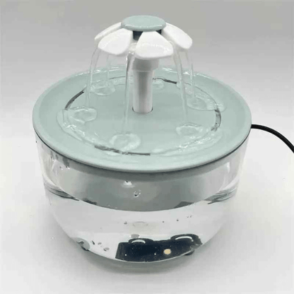 Fontaine à eau pour chat fleuron verte transparente CatDrinker™