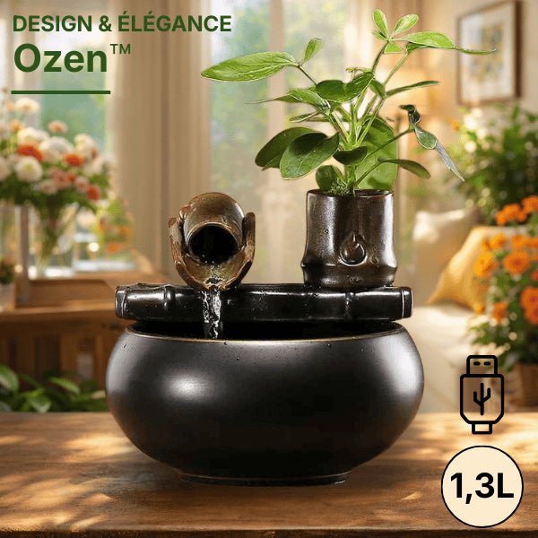 Fontaine à eau chat céramique au design élégant à écoulement naturel Ozen™