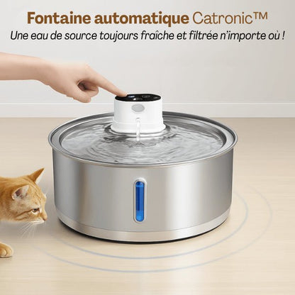 Fontaine pour chat sans fil intelligente en inox pour eau fraîche et filtrée - Catronic™
