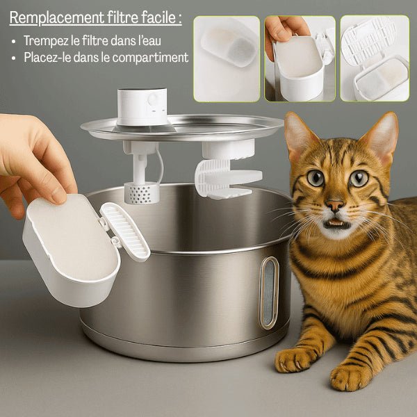Fontaine pour chat à eau oxygénée pure et filtre facile à remplacer - Catronic™