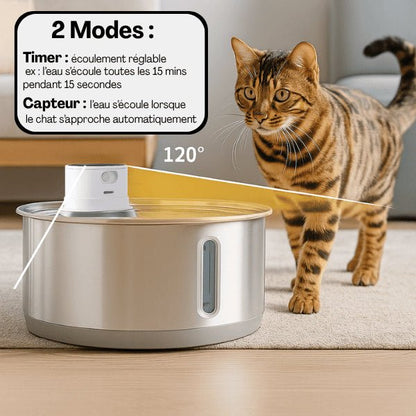 Fontaine pour chat à capteur intelligent 120° double modes et minuterie - Catronic™