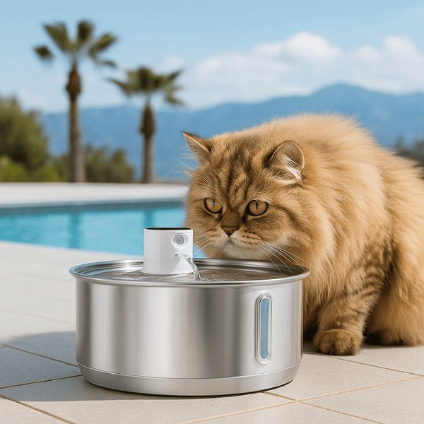 Fontaine pour chat sans fil grande capacité en inox à l'extérieur - Catronic™