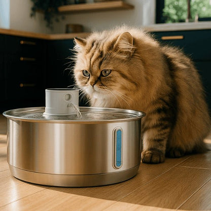 Fontaine pour chat en inox grande capacité 8 L et intelligente à capteur - Catronic™