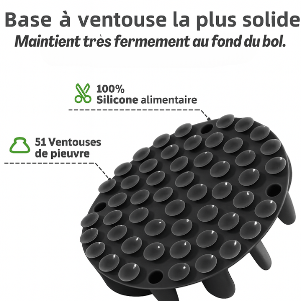 Gamelle anti-glouton chat silicone avec multi ventouses stable BaseBowl™