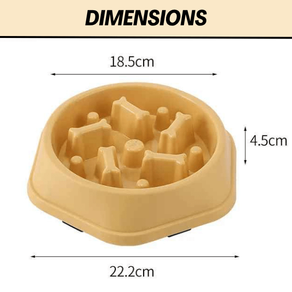 Gamelle anti glouton chat Break Bowl™ jaune antidérapante avec dimensions