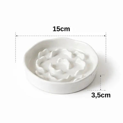 Dimensions de la gamelle anti-glouton chat céramique