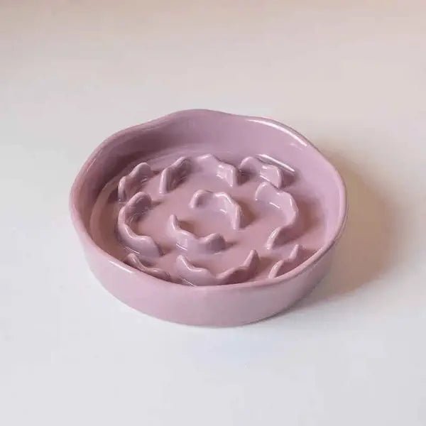 Gamelle anti-glouton chat céramique couleur rose