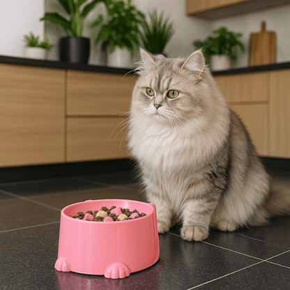 Chat avec une gamelle anti glouton chat Croc NoSpeed™ - croquettes et cuisine